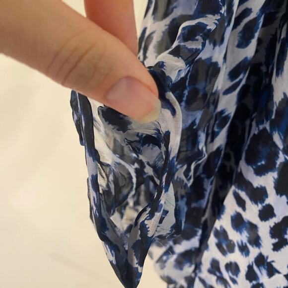 Diane Von Furstenberg Silk Blue Fleurette Leopard Print Dress Size 4 Lightweight - Picture 7 of 16